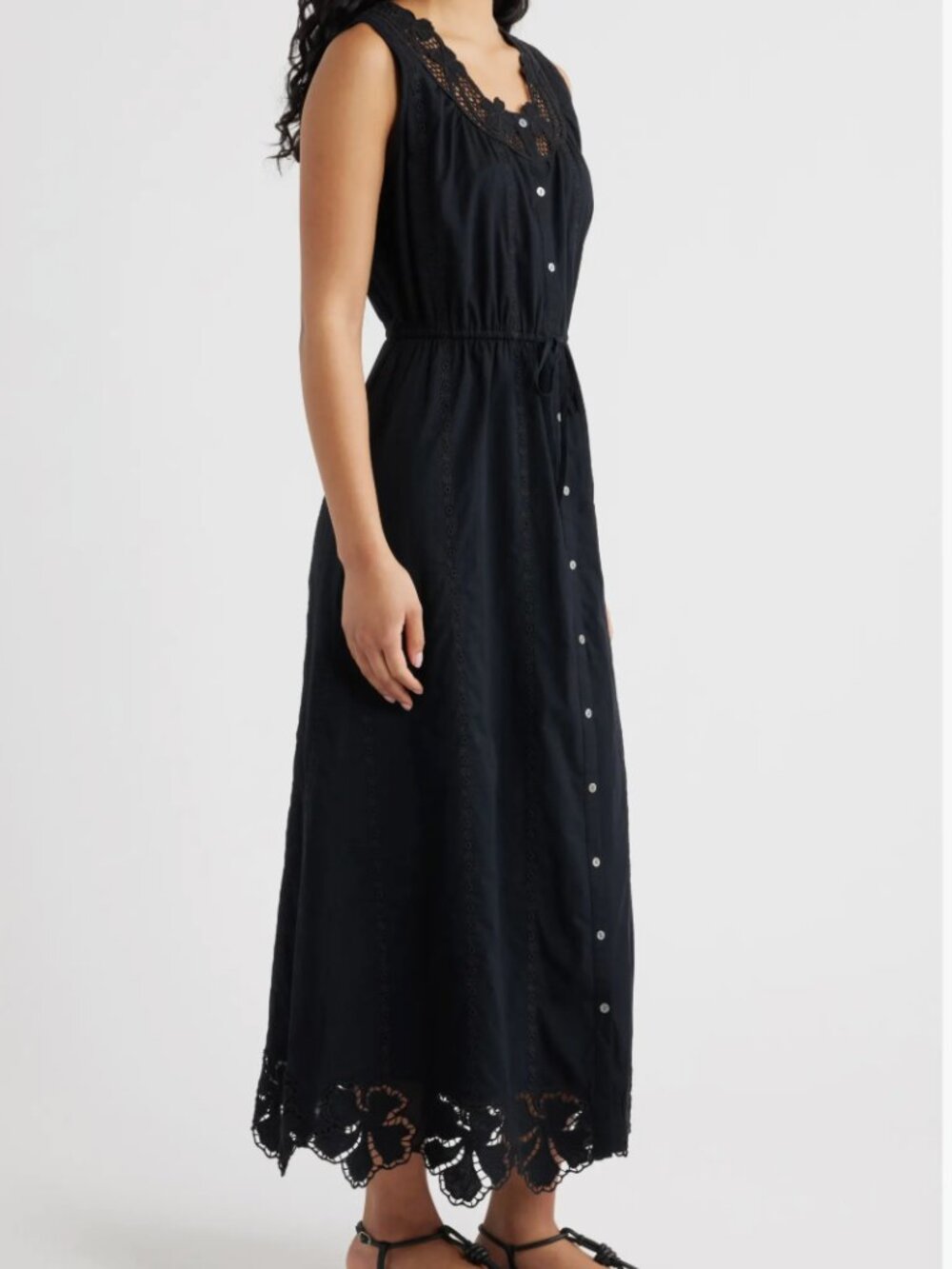 NWOT Rails Lorina Cotton Maxi Dress- Black- S- Eyelet- MSRP $288 - Picture 3 of 16